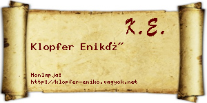Klopfer Enikő névjegykártya